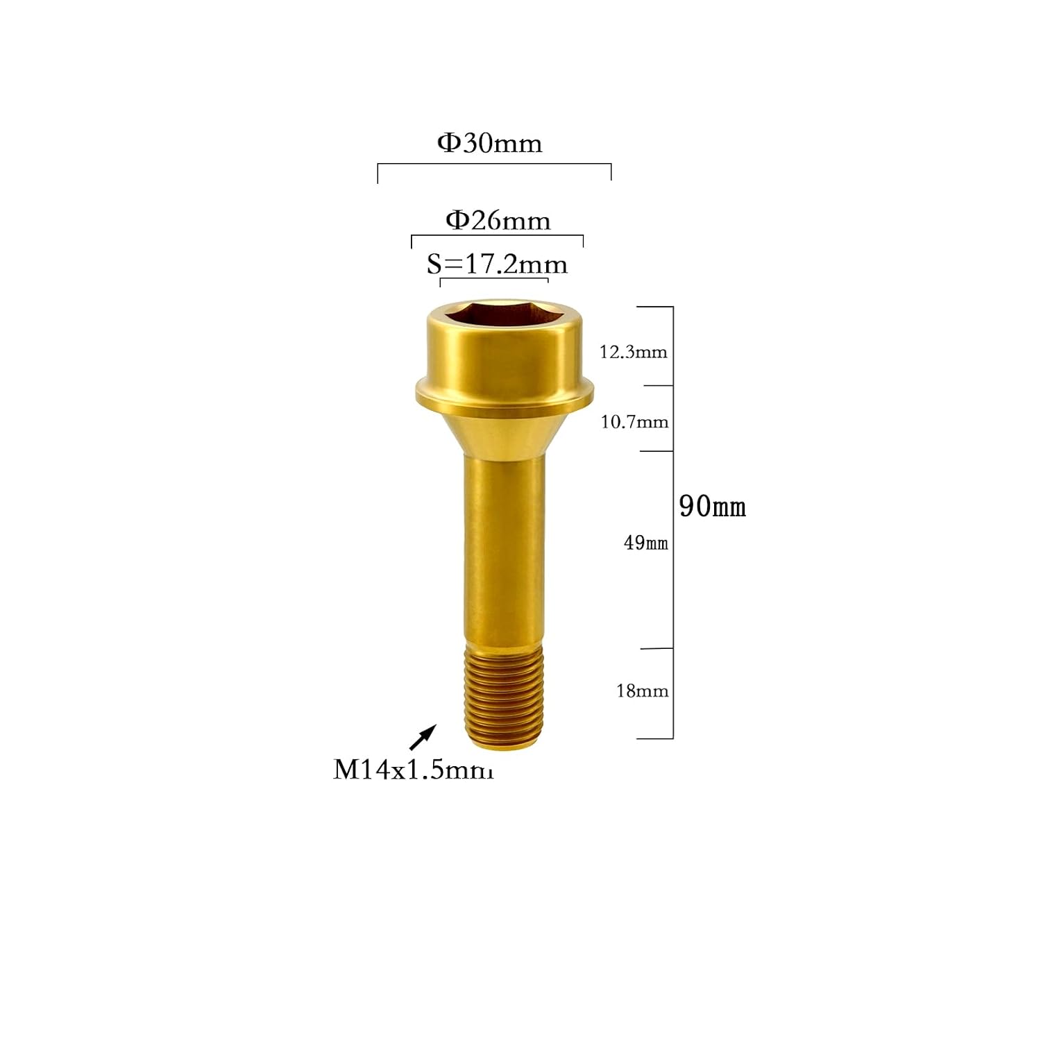RISON Titanium Wheel Lug Bolts M14x1.5x52/67mm Lug Bolts Aerospace Grade 6AL4V Lightweight and Durability Lug Bolt Car Accessories for Ferrari Pack of 20pcs (Gold, M14X1.5X67mm)