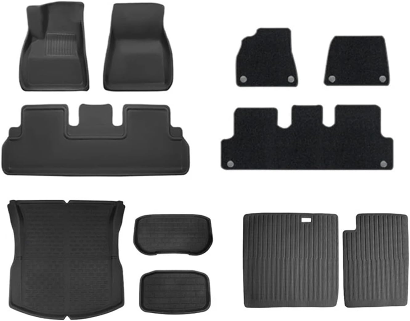 Auto Parts Compatible with Tesla Model 3 Highland XPE Floor Mats Trunk Mats All Weather Front Rear Cargo Liner Mat, Waterproof Anti-Slip Foot Pads(RHD Double mats)