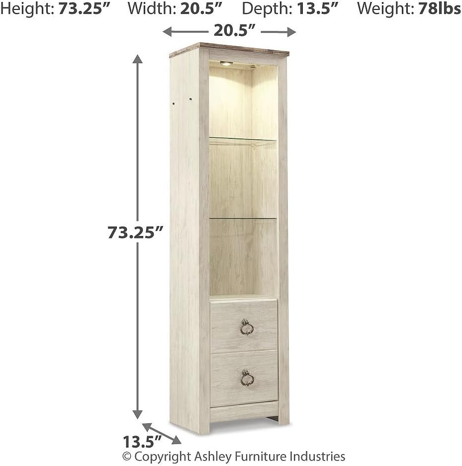 Signature Design by Ashley Willowton Farmhouse 3-Piece Entertainment Center for TVs up to 73' with LED Lighting, Whitewash
