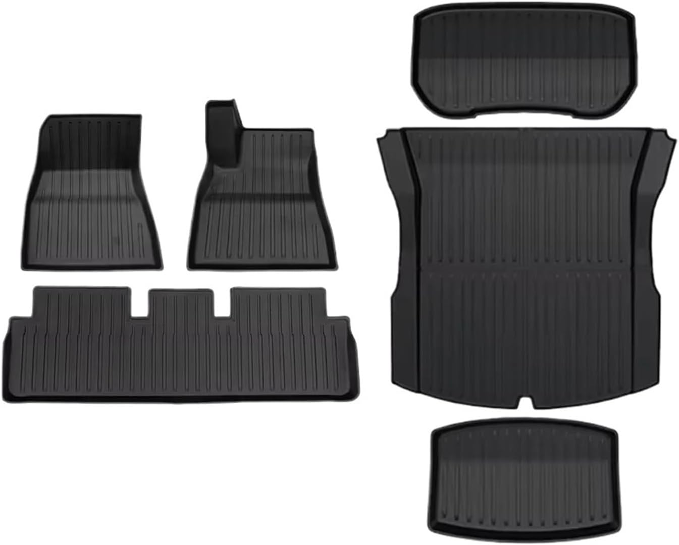 Compatible with Tesla Model 3 2024 Highland TPE Floor Mats & Cargo Liner Waterproof Anti-Slip Trunk Mat TPE Pads Left Right Hand Drive(6PCS RHD)