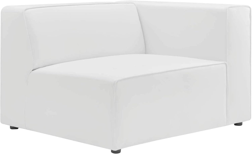 Modway Mingle Vegan Leather 3-Piece Sectional Sofa in White