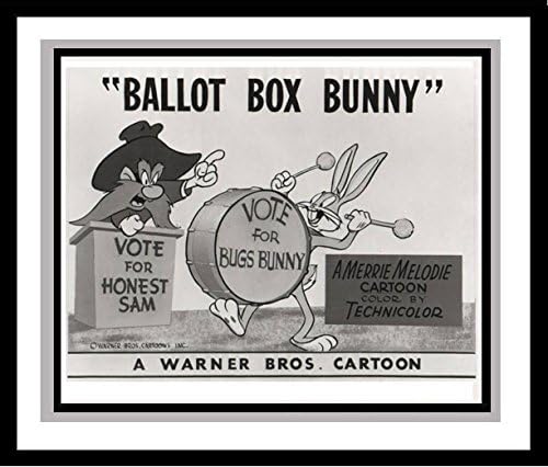 Bugs Bunny and Yosemite Sam in 'Ballot Box Bunny' Studio Lobby Card Publicity Still - Warner Brothers