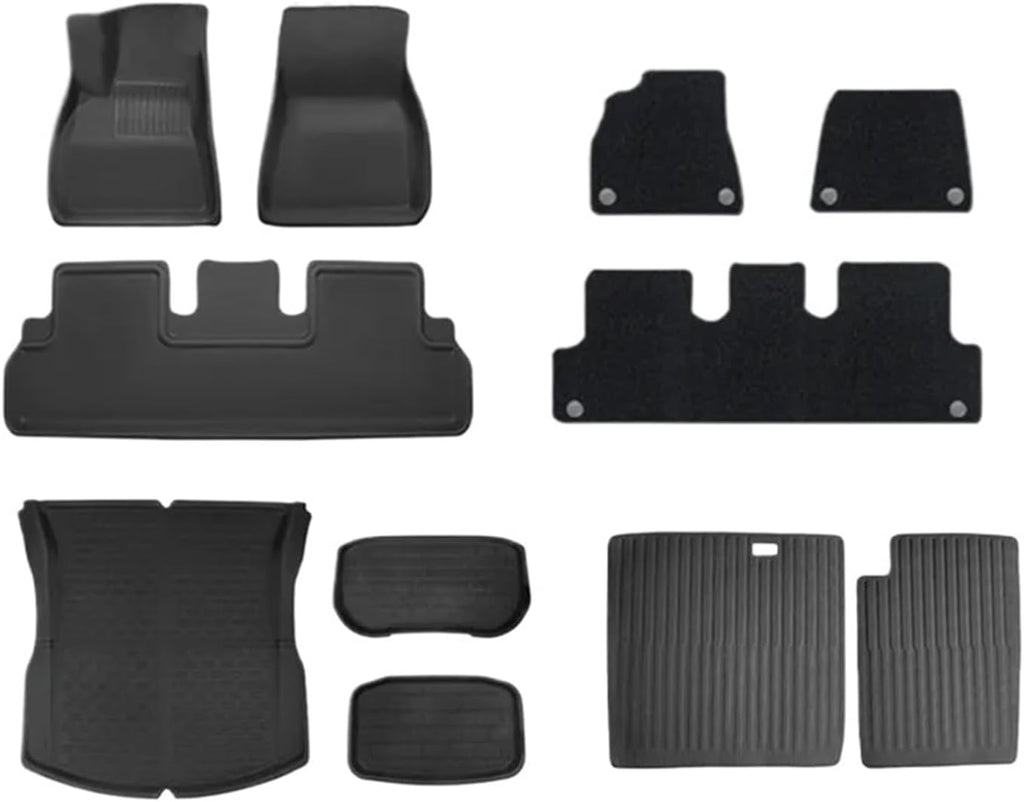 Auto Parts Compatible with Tesla Model 3 Highland XPE Floor Mats Trunk Mats All Weather Front Rear Cargo Liner Mat, Waterproof Anti-Slip Foot Pads(LHD Full Set of 11PC)