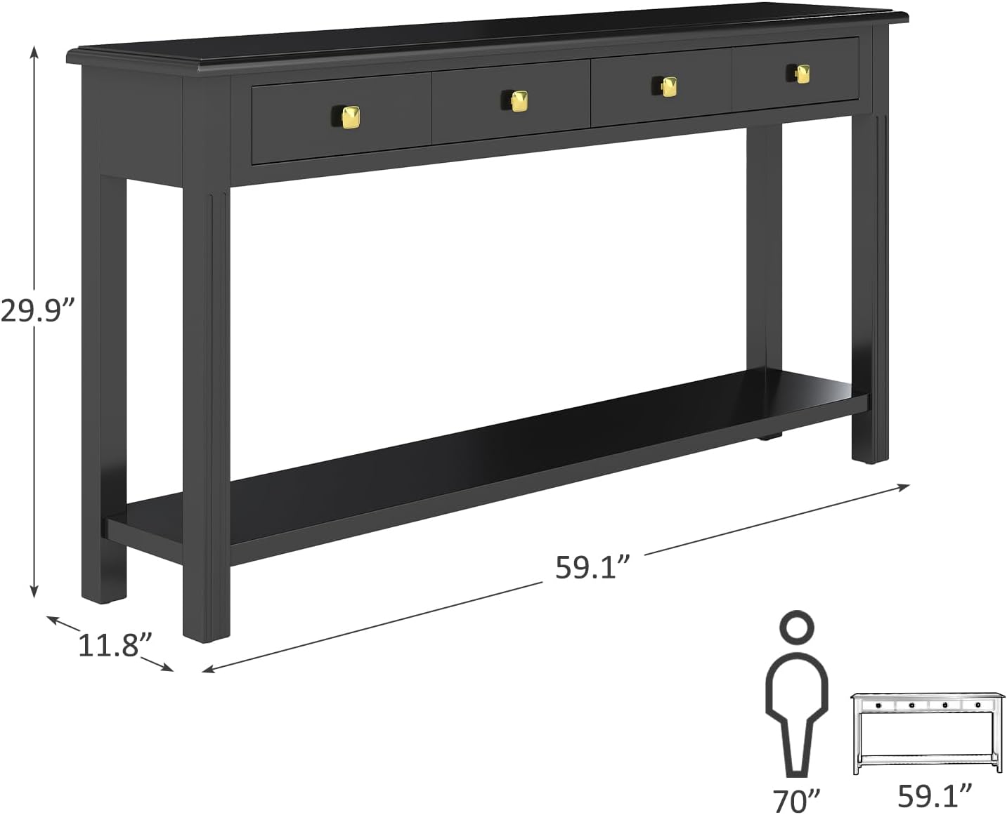 Kinfant Console Table - Entryway Table Sofa Table Hallway for Living Room, Front Hall, Couch (Drawer Handle Style 4)