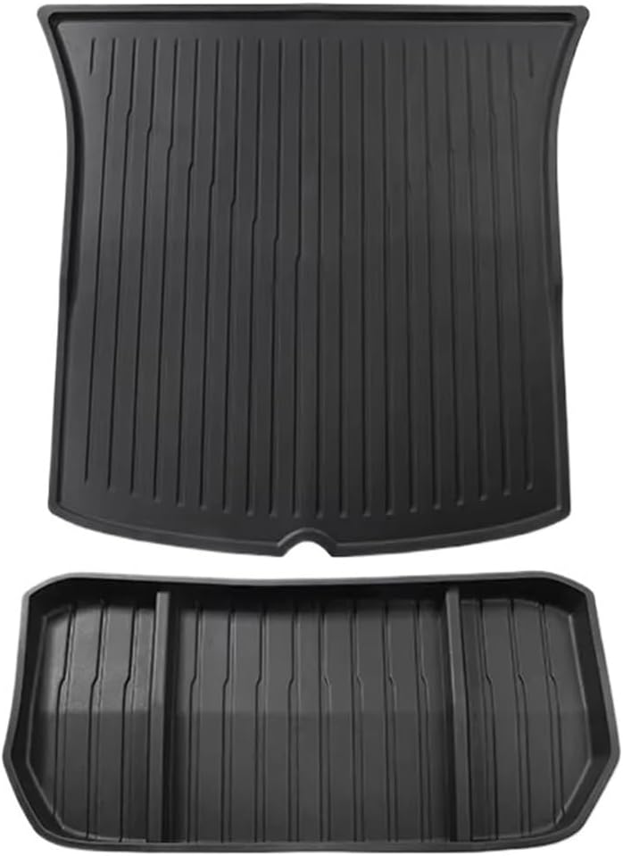 Compatible with Tesla Model Y 2021-2024 TPE 3D Car Floor Mats Cargo Liner Trunk Pad Set Waterproof All Weather Black(Trunk 2P)