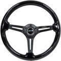 NRG Innovations NRG-RST-018BK-BK Reinforced Classic Wood Grain Steering Wheel, 75mm, 350mm, 3 Spoke Slotted Center Black With Black Painted Wood/Black Painted, Double Riveted Spokes + Horn
