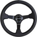 NRG Innovations NRG-RST-036MB-R Reinforced Steering Wheel- RACE STYLE 350mm Sport Steering Wheel (3' Deep) Black Leather With Black Baseball Stitching - Matte Black Spoke
