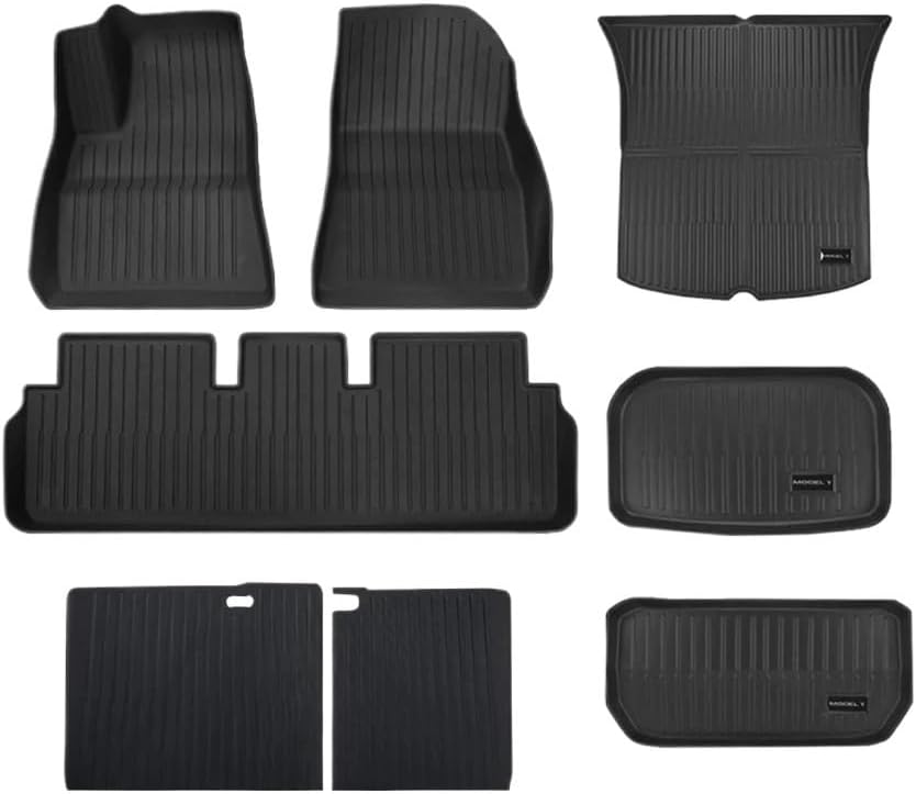 XPE Floor Mats Compatible with Tesla Model 3 2021-2024 Highland All Weather Trunk Mat WP Cargo Liner Left Right Rubber(Gold)