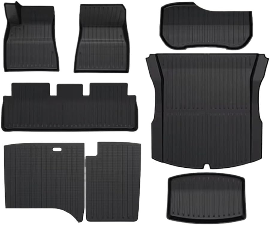 TPE Floor Mats Compatible with Tesla Model 3 2024 Cargo Liner Trunk Mat Pads Model 3 2024 Accessories(6pcs LHD)