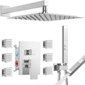 Shower System with 6 Body Jets, STARBATH 12 Inch Rainfall Shower and Handheld Spray, Wall Mounted Full Body Shower System Rough-in Mixer Pressure Balance Valve Shower Faucet Set Complete, Chrome