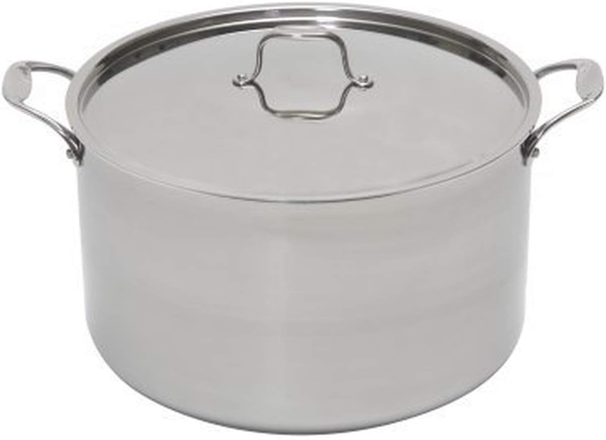 Camerons 16 Quart Stock Pot with Lid - 18/10 Professional Grade Tri-Ply Stainless Steel Stockpot - Commercial Grade Sauce Pot with Stick Resistant Interior, Stay Cool Handles & Induction Compatible