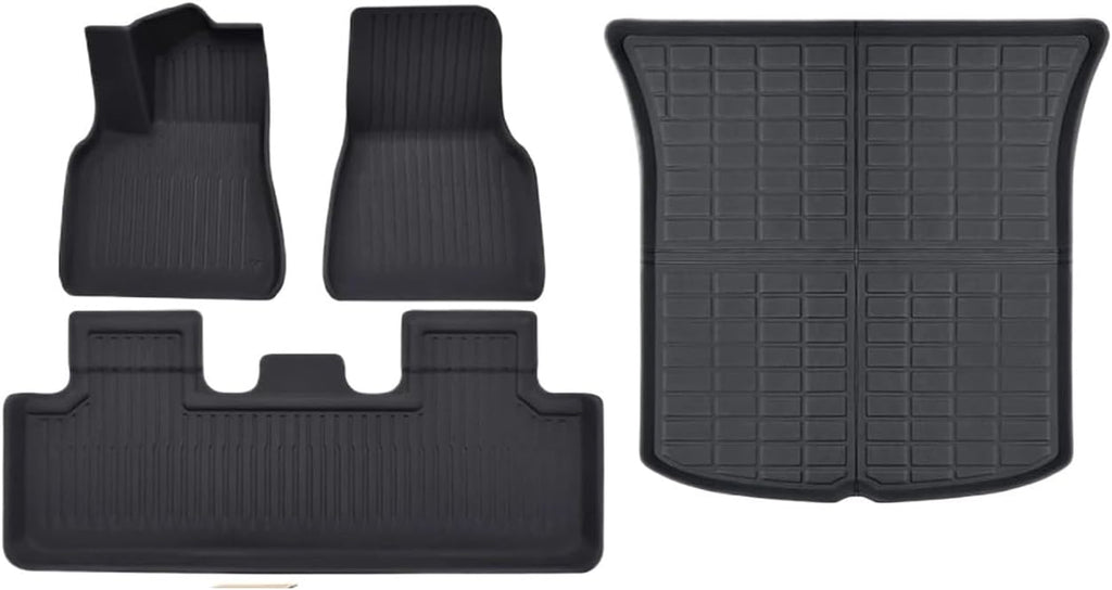 XPE Floor Mats Compatible with Tesla Model 3 Highland 2024 / Model Y 2024-2017, All Weather Cargo Liner Floor Mats and Cargo Trunk Mats(4PCS My 17-24)