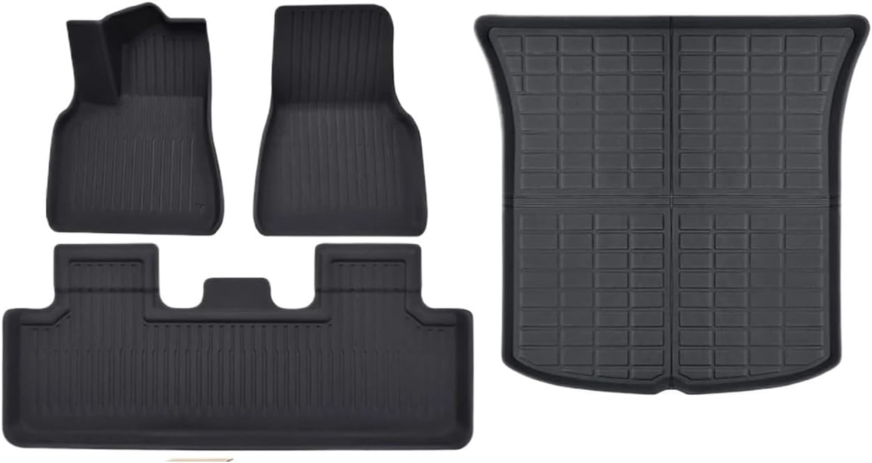 XPE Floor Mats Compatible with Tesla Model 3 Highland 2024 / Model Y 2024-2017, All Weather Cargo Liner Floor Mats and Cargo Trunk Mats(4PCS My 17-24)