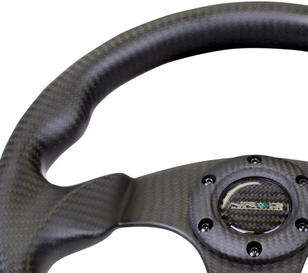 NRG Innovations NRG-ST-009CF-MB Steering Wheel - Matte Black CARBON FIBER STEERING WHEEL 320mm FLAT BOTTOM