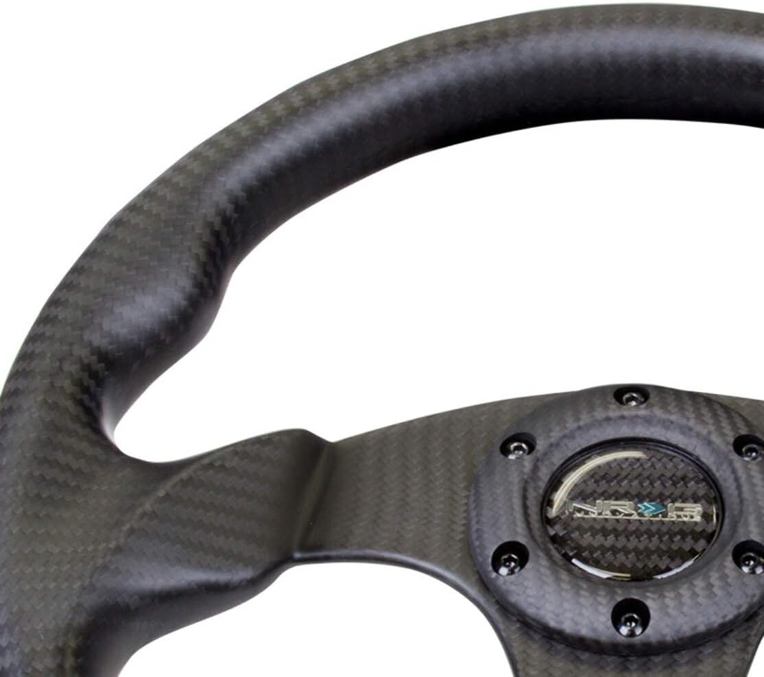 NRG Innovations NRG-ST-009CF-MB Steering Wheel - Matte Black CARBON FIBER STEERING WHEEL 320mm FLAT BOTTOM