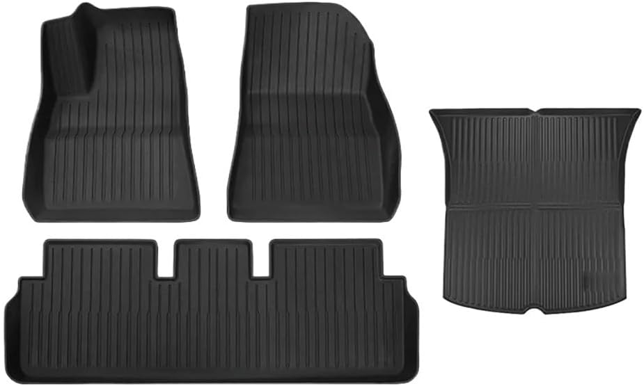 XPE Floor Mats Compatible with Tesla Model 3 2021-2024 Highland All Weather Trunk Mat WP Cargo Liner Left Right Rubber(Lemon Yellow)