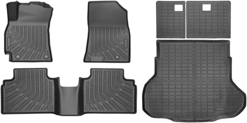 All-Weather Floor Mats for 2025 2026 Kia K4 (All Trims: LX/LXS/EX/GT-Line/GT-Line Turbo) - 6Pcs Full Set Custom Fit TPE Floor Liners & Cargo Mat & Backrest Protector for Kia K4 2026 Accessories Black
