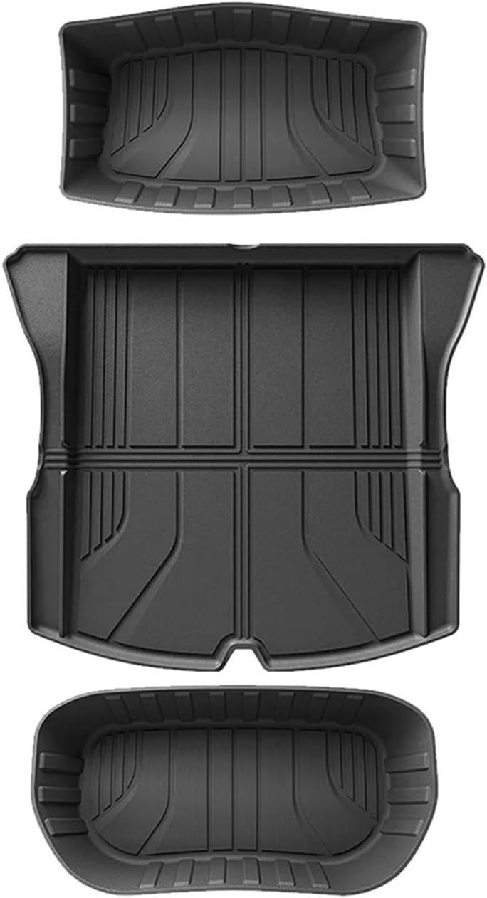All-Weather TPE Floor Mats Compatible with Tesla Model 3 Highland 2024 Generation Full Set Cargo Liner and Rear Seat Back Mats LHD(3pcs Trunk mats)