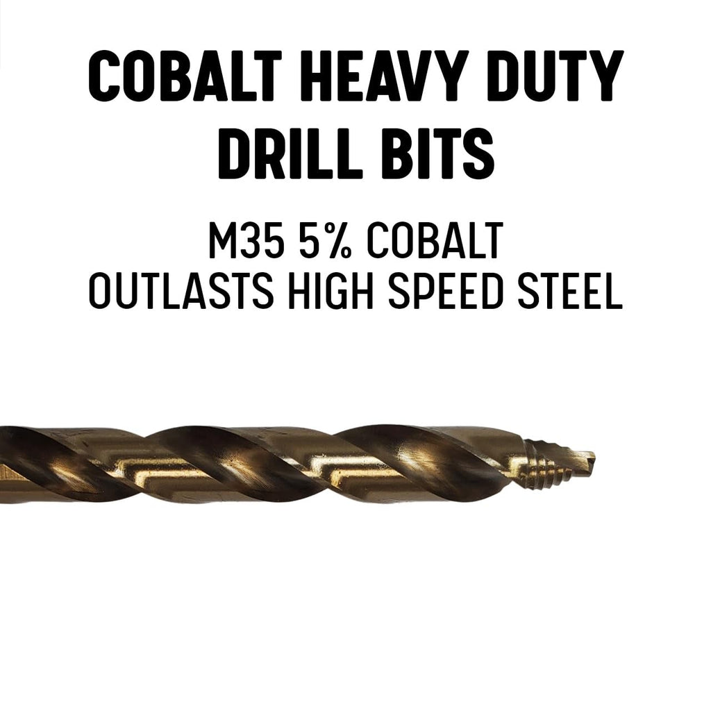 Drill America Stepped Point Cobalt Drill Bit 25 Piece Set in Plastic Case (1.00mm - 13.0mm x .50mm)