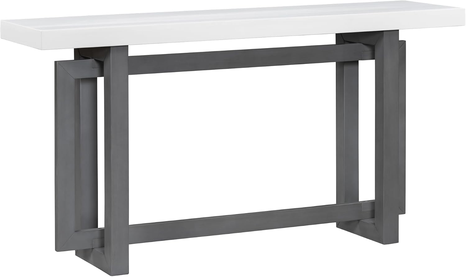Merax 60 in White Gray Console Table, White Gray Entryway Table with Minimalist Industrial Style for Entry Way, Hallway, Living Room, Foyer