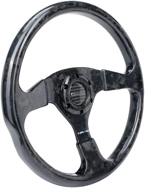NRG Innovations NRG-ST-012FC Forged Carbon Fiber Steering Wheel 350mm Diameter, 3-Spoke, Bolt Patter 6x70mm PCD