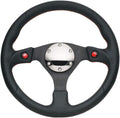 NRG Innovations NRG-RST-007R Reinforced Steering Wheel- 320mm Sport Steering Wheel With/Dual Horn Button/Chrome Plate/Leather, Double Riveted Spokes