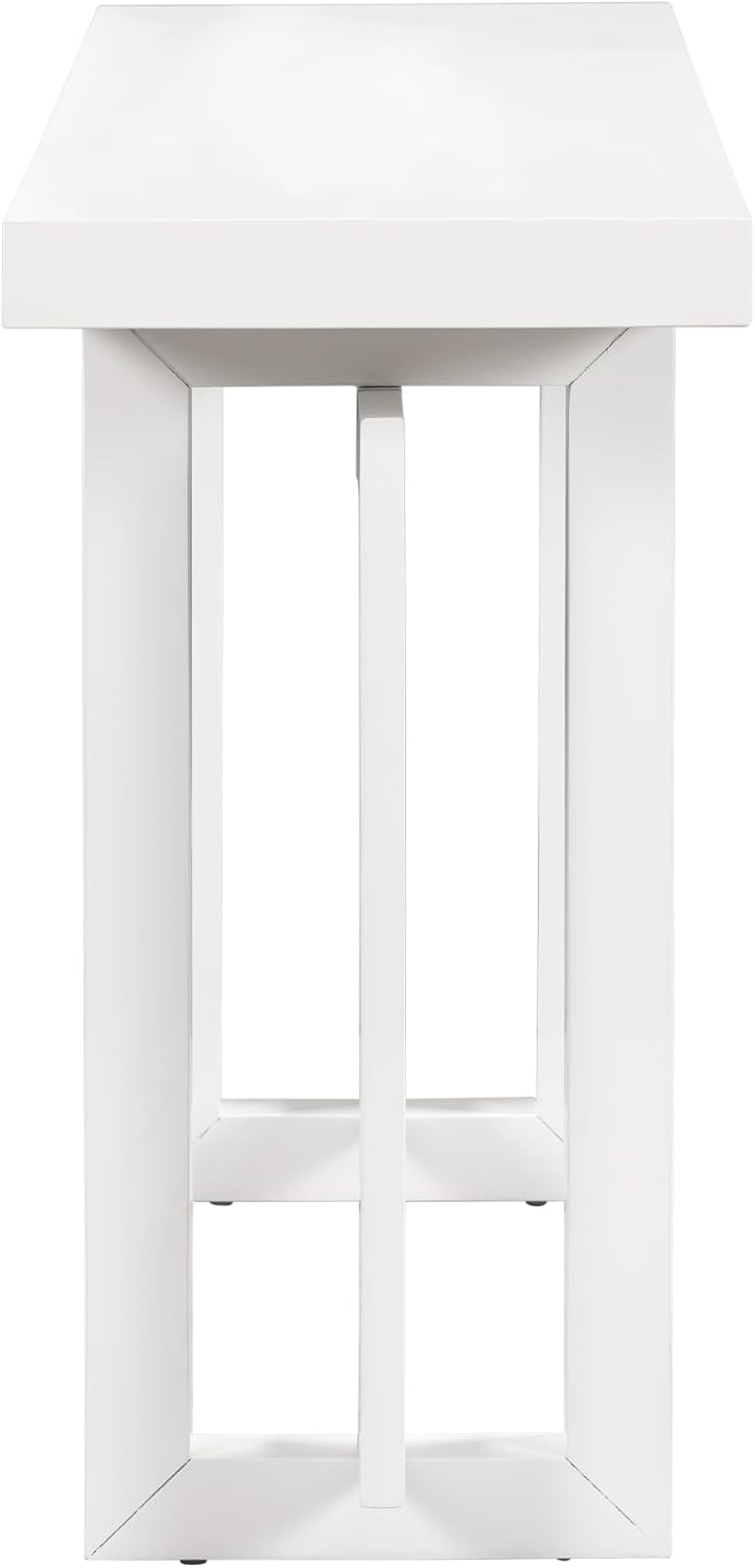 Merax 60 in White Console Table, White Entryway Table Wood Minimalism Industrial Style Sofa Table Entryway Table Side Table Display Table for Entry Way, Hallway, Couch, Living Room, Foyer