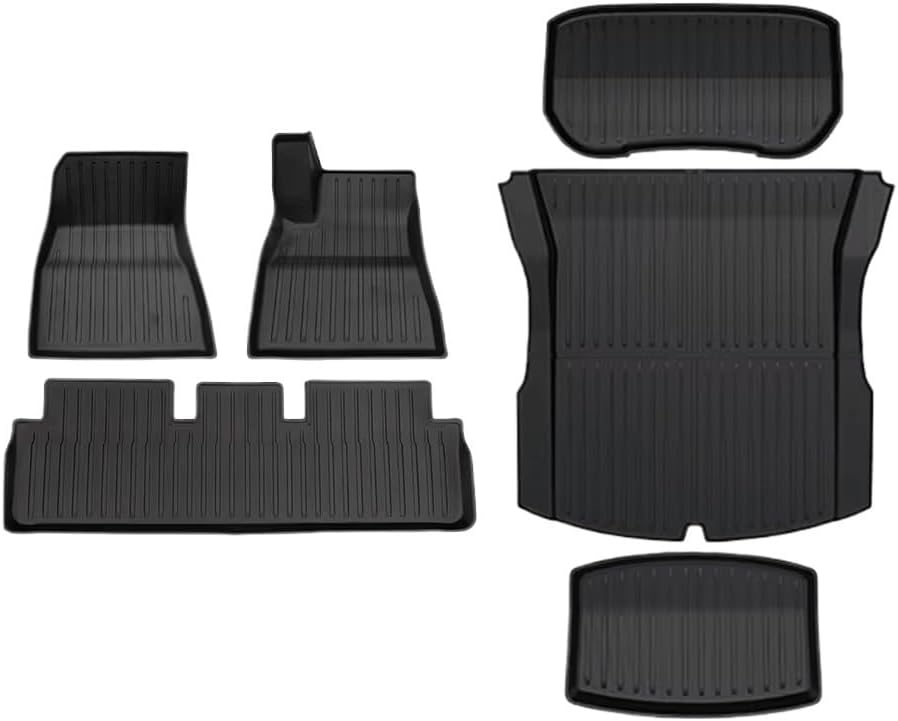 Compatible with Tesla Model 3 2024 2025 2026 Floor Mats Cargo Liner WP Anti-Slip Trunk Mat TPE Pad Left/Right Hand Rubber(6pcs RHD)