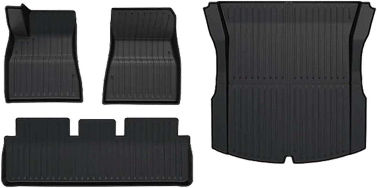 Compatible For Tesla Model 3 Highland 2024 2025 Floor Mats TPE Waterproof Anti-Slip Trunk Mat Rubber Driver Passenger Rear Cargo Liner(4pcs front LHD)