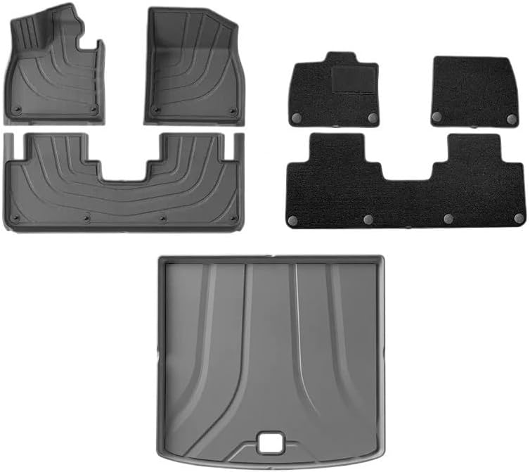 Compatible with LiXiang Li Auto Leading Ideal L6 PRO MAX 2024 2025 Floor Mats Cargo Liner Trunk Pad TPE Left-Hand Drive Black(Green)