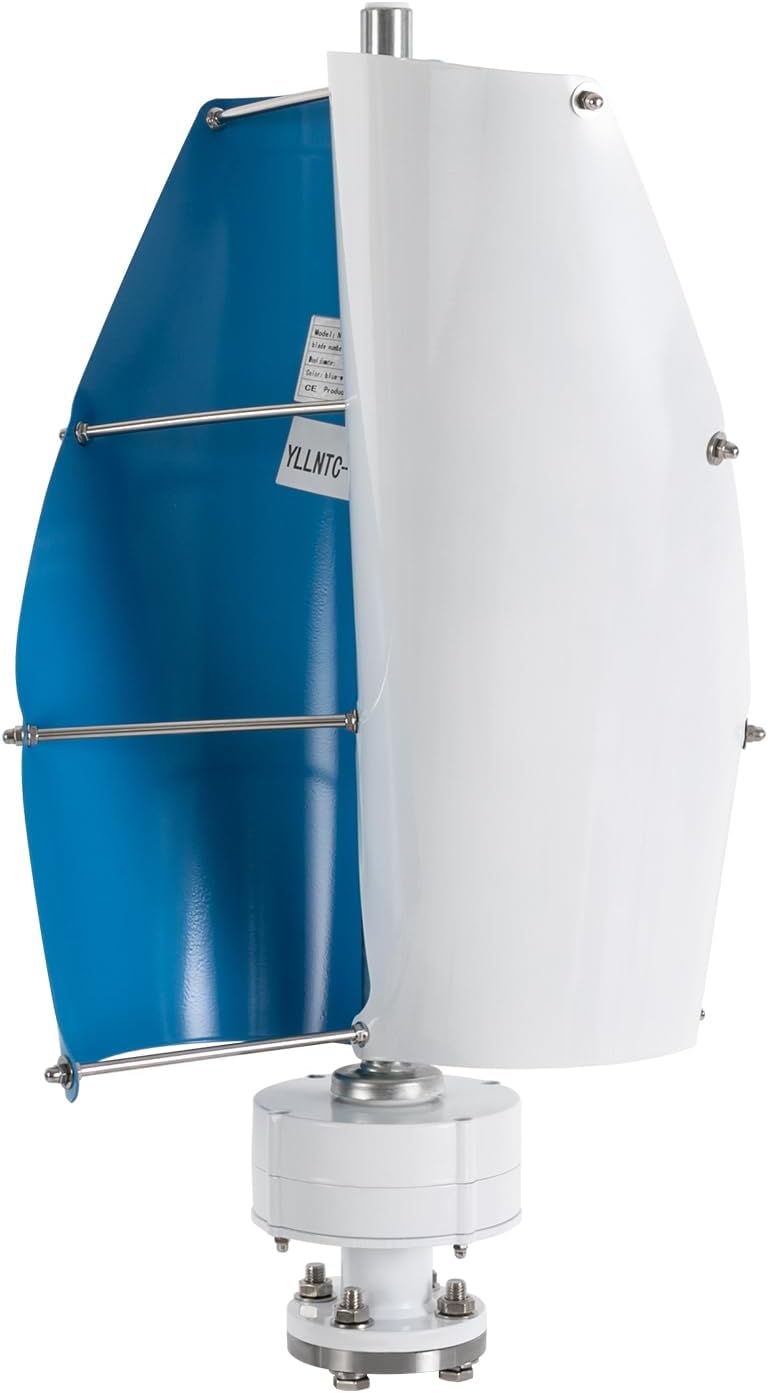 Wind Turbine, 100W 12V Vertical Axis Wind Turbine Generator Controller Wind Generator Kit Wind Turbine Machine Wind Power Generator Wind Power Tool for Home, Business, Boats, Gazebos (White and Blue)