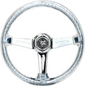 NRG Innovations NRG-RST-027CH-CL Reinforced Steering Wheel 350mm 2' Deep Dish Clear Acrylic Steering Wheel in Clear and Geometric NeoChrome Spoke Finish with Slits