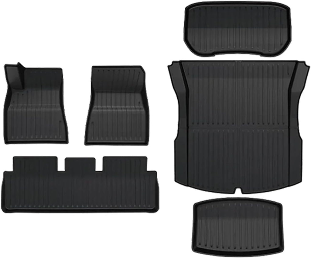 Compatible For Tesla Model 3 Highland 2024 2025 Floor Mats TPE Waterproof Anti-Slip Trunk Mat Rubber Driver Passenger Rear Cargo Liner(6pcs LHD)
