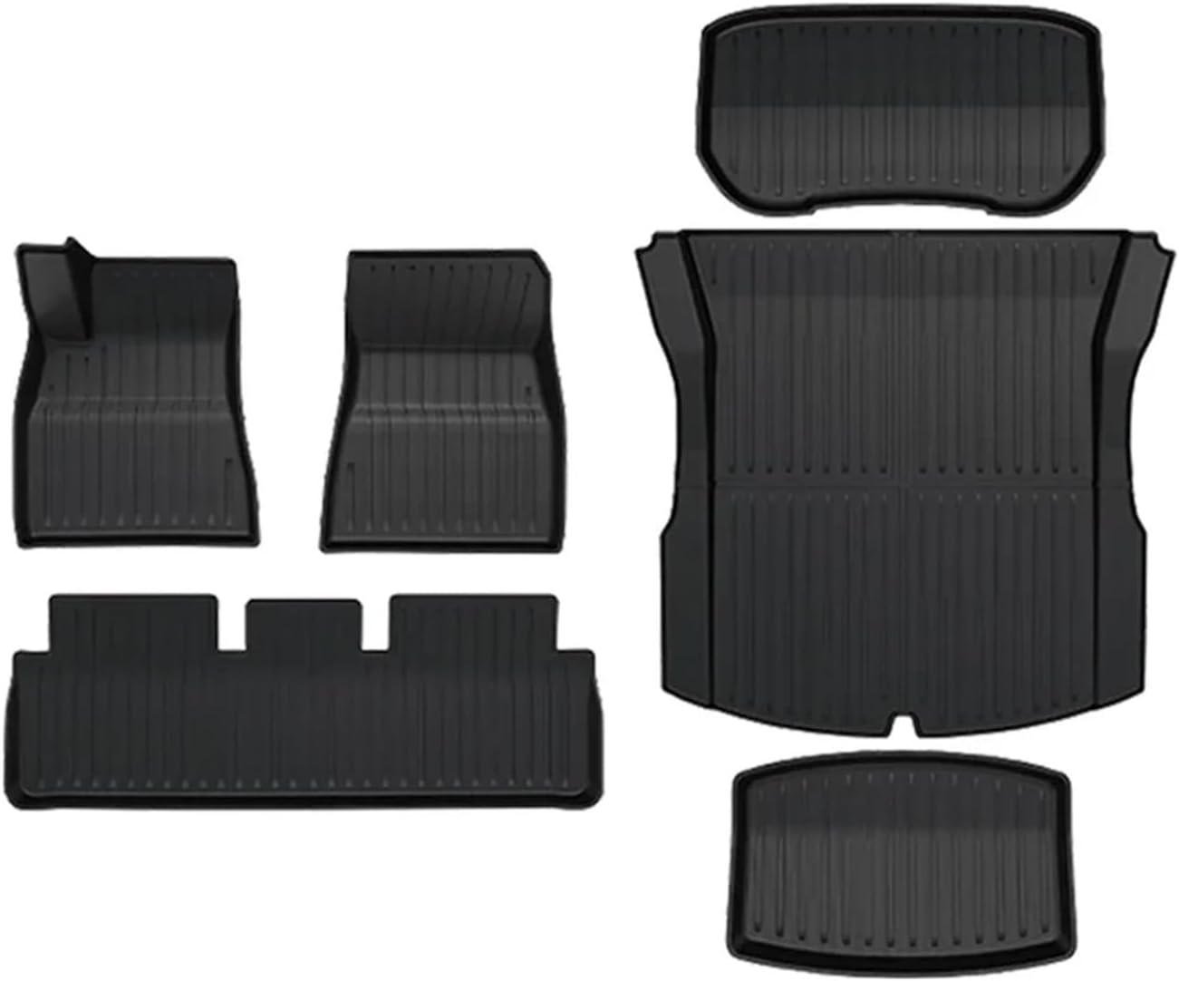Compatible For Tesla Model 3 Highland 2024 2025 Floor Mats TPE Waterproof Anti-Slip Trunk Mat Rubber Driver Passenger Rear Cargo Liner(6pcs LHD)