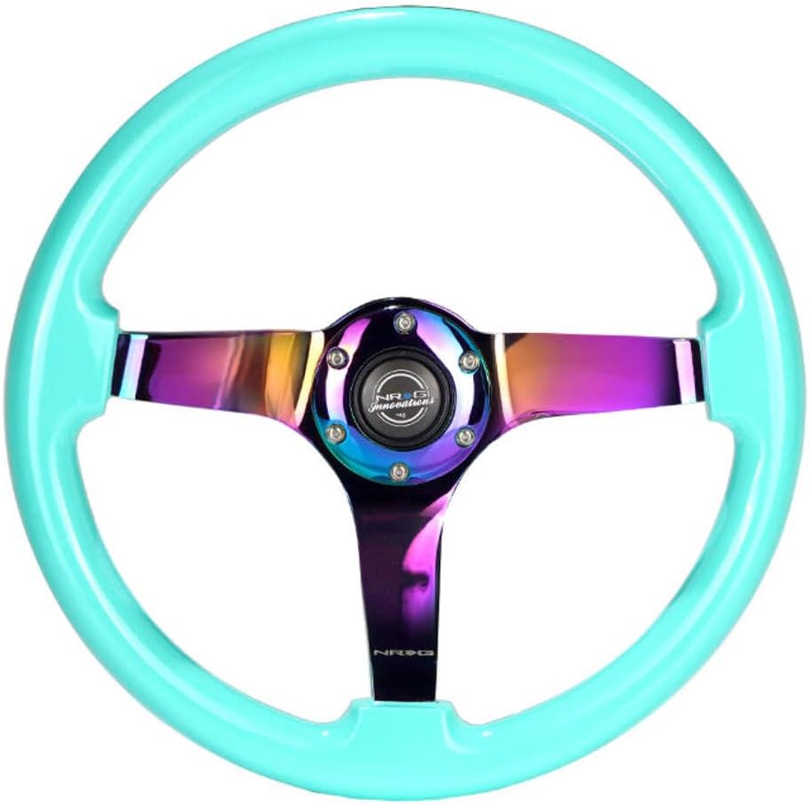 NRG Innovations NRG-RST-036MF-MC Reinforced Steering Wheel - Classic Minty Fresh Wood Grain Wheel (3' Deep), 350mm, 3 Solid Spoke Center in Neochrome