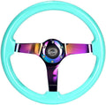 NRG Innovations NRG-RST-036MF-MC Reinforced Steering Wheel - Classic Minty Fresh Wood Grain Wheel (3' Deep), 350mm, 3 Solid Spoke Center in Neochrome