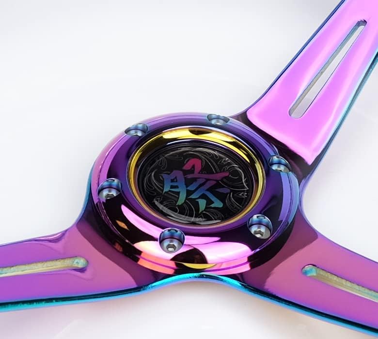 NRG Innovations NRG-RST-027MC-CL Reinforced Steering Wheel 350mm 2' Deep Dish Clear Acrylic Steering Wheel and NeoChrome Spoke Finish with Slits
