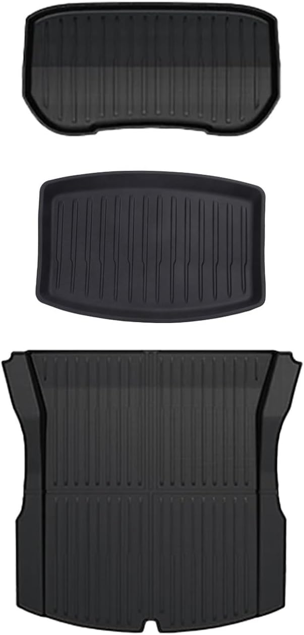 All Weather TPE Floor Mats Cargo Liner Compatible with Tesla Model 3 Highland 2024 Waterproof Anti-Slip Trunk Mats TPE Foot Pads(3PCS Trunk Set)