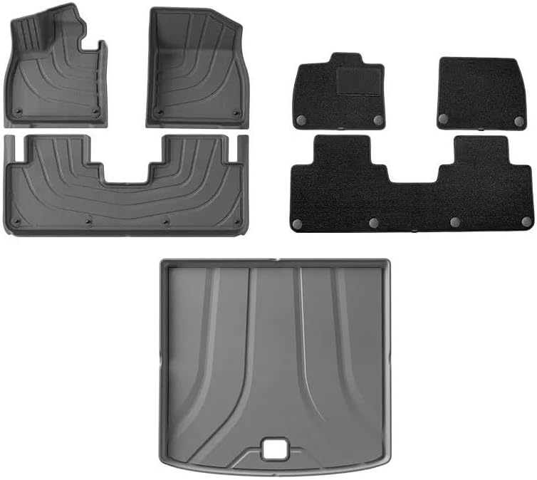 Compatible with LiXiang Li Auto Leading Ideal L6 PRO MAX 2024 2025 Floor Mats Cargo Liner Trunk Pad TPE Left-Hand Drive Black(Blue)