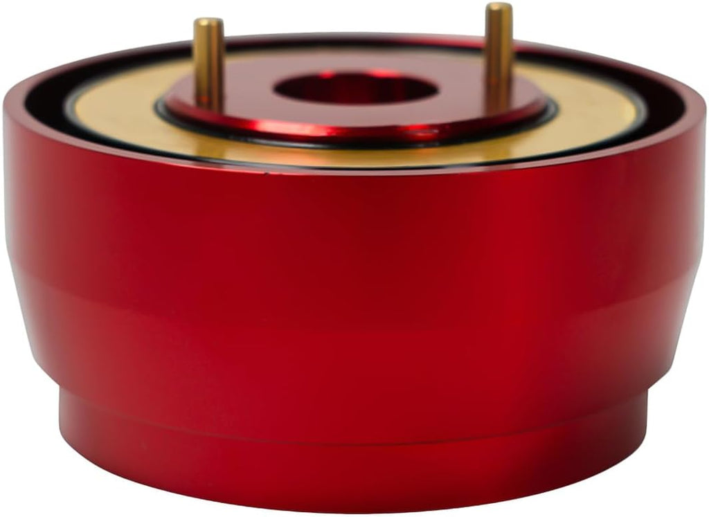 NRG Innovations Racing Style Steering Wheel Short Hub, Lockable Aluminum Steering Shaft, 6x70mm Bolt Pattern Quick Release Adapter Unit, For Datsun, Red, NRG-SRK-142H-RD