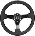 NRG Innovations NRG-RST-033BK-R Reinforced Steering Wheel 330mm Sport Leather Racing (3' Deep), Comfort Grip, 4mm Matte Black Spoke with Criss Cross Stitching