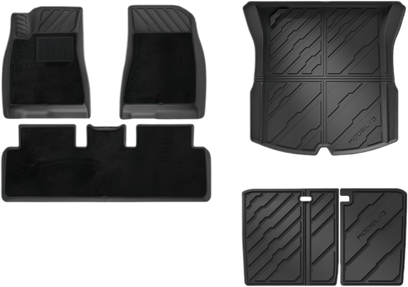 Floor Mats Compatible with Tesla Model 3 2024 Highland All Weather Cargo Liner Floor Mats Frunk Trunk Mats Backseat Protector Pad(9pcs Set)
