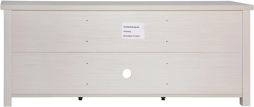 Flash Furniture Sheffield Engineered Wood TV Stand for 80' TVs, Media Console/TV Cabinet with 3 Adjustable Shelves and Glass Doors, White Wash Finish