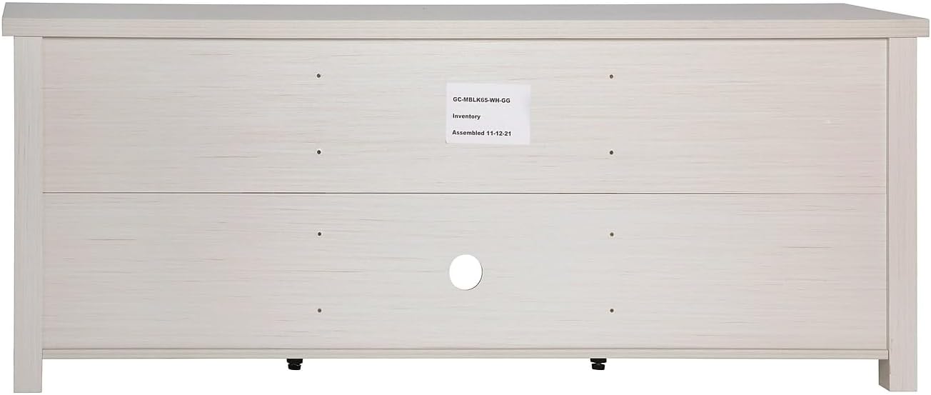 Flash Furniture Sheffield Engineered Wood TV Stand for 80' TVs, Media Console/TV Cabinet with 3 Adjustable Shelves and Glass Doors, White Wash Finish