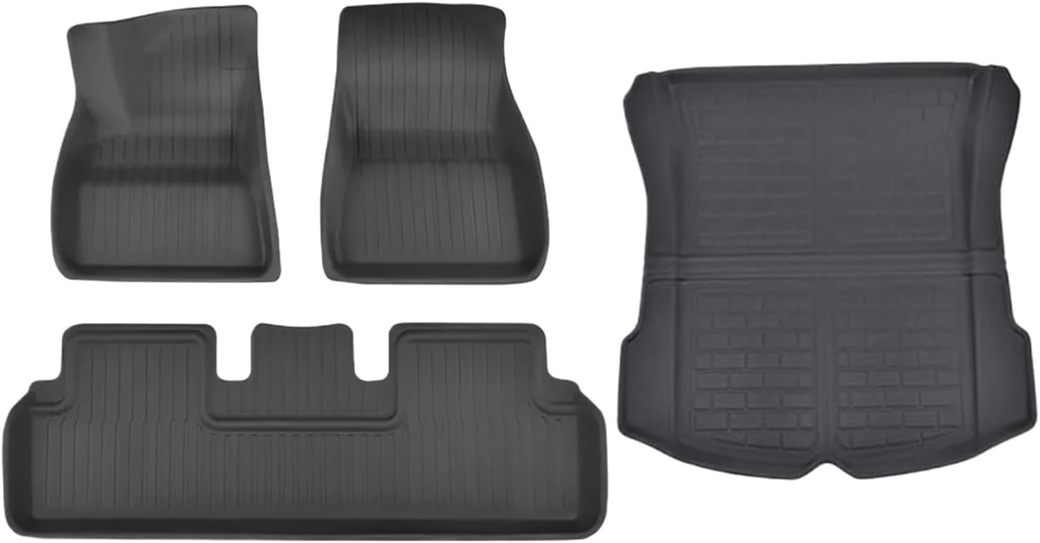 XPE Floor Mats Compatible with Tesla Model 3 Highland 2024 Model Y 2024-2017, All Weather Cargo Liner Floor Mats and Cargo Trunk Mats(4PCS M3 Highland)