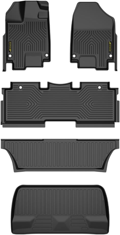 GRAND ORANGE Floor Mats Cargo Liner Fit Honda Odyssey 2018-2025 Mini Passenger Van,TPE All Weather Custom Fit Full Cover Protection 1st & 2nd & 3rd Row Cargo Liner Accessories 5Pcs