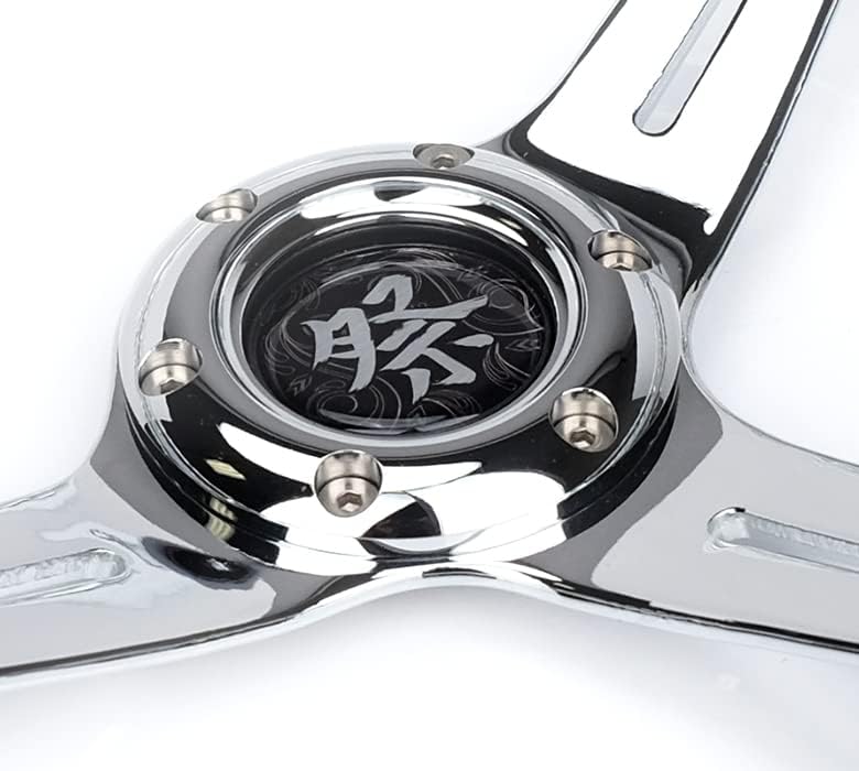 NRG Innovations NRG-RST-027CH-CL Reinforced Steering Wheel 350mm 2' Deep Dish Clear Acrylic Steering Wheel in Clear and Geometric NeoChrome Spoke Finish with Slits