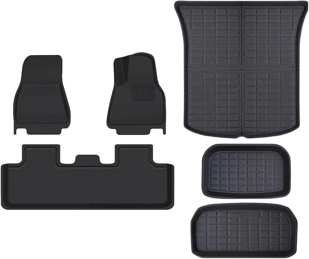 Floor Mats Compatible with Tesla Model 3 2017-2024 XPE Cargo Liner Cargo Trunk Mat Left Right Driving(6PCS RHD,Model 3 2017-2020)