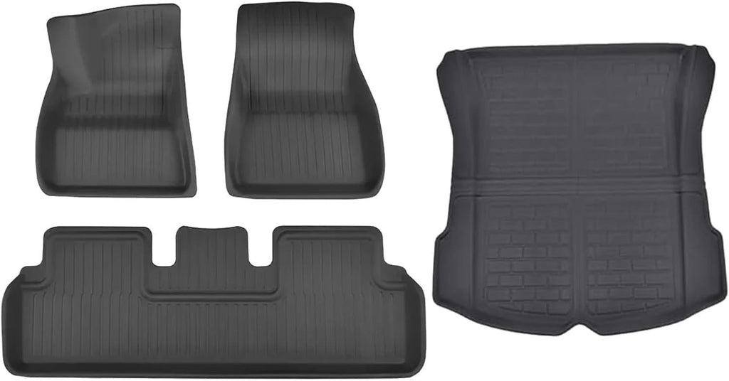 XPE Floor Mats Compatible with Tesla Model 3 Highland 2024 / Model Y 2024-2017, All Weather Cargo Liner Floor Mats and Cargo Trunk Mats(4PCS M3 Highland)