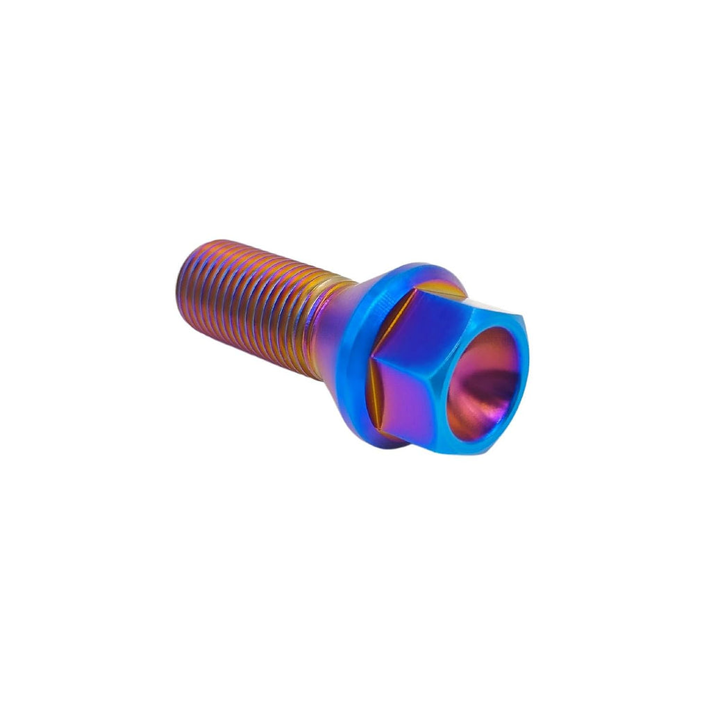 20 PCS RISON-Titanium M12/M14x1.5 Lug Bolts Shank 6AL4V Aerospace Grade Cone Seat Titanium Colorful Wheel Lug Bolts (M14x1.5x28mm, Burnt Blue)